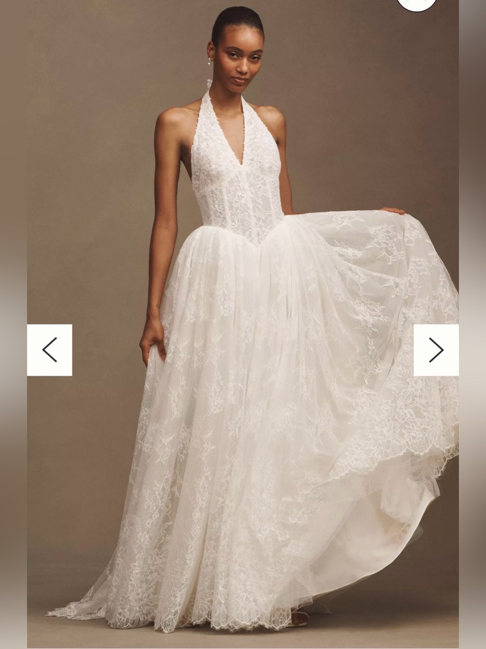 Anthropology Wedding Ivory Lace Ball Gown with Tulle Overlay